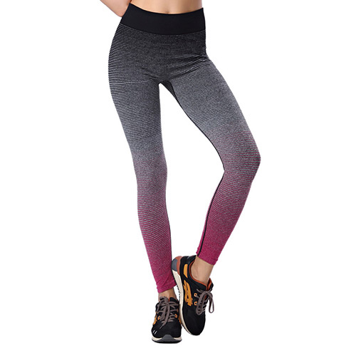Fashion Plum Red Gradient Decorated Simple Tight Sport Pants
