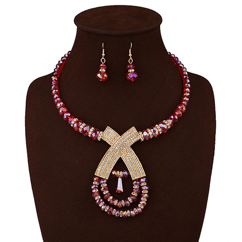 Fashion Red Big X Letter Decorated Short Chain Jewelry Sets