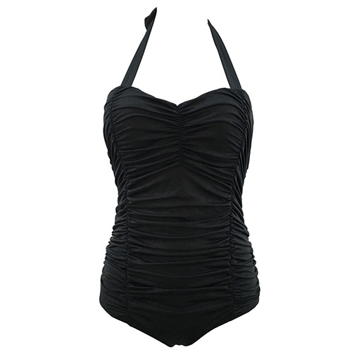 Elegant Black Pure Color Design Simple Connective Bikini