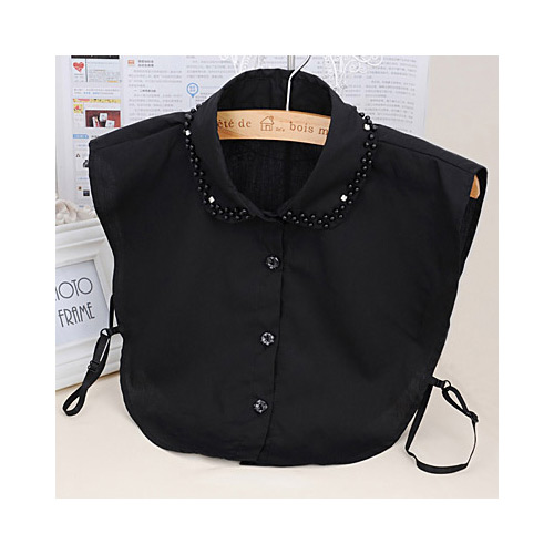 n2003 Black Pure Color Decorated T Shirt Shape Collar