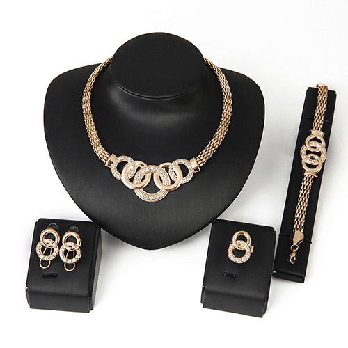 Luxury Gold Color Circle Matching Decorated Simple Jewelry Sets