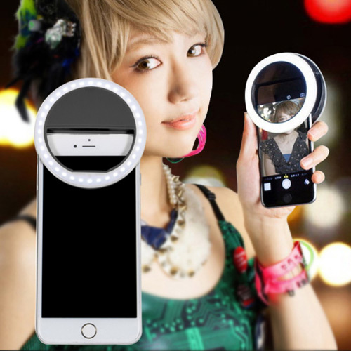 Trendy Black Hollow Out Round Shape Design Simple Led Beauty Selfie Timer(without The Battery)