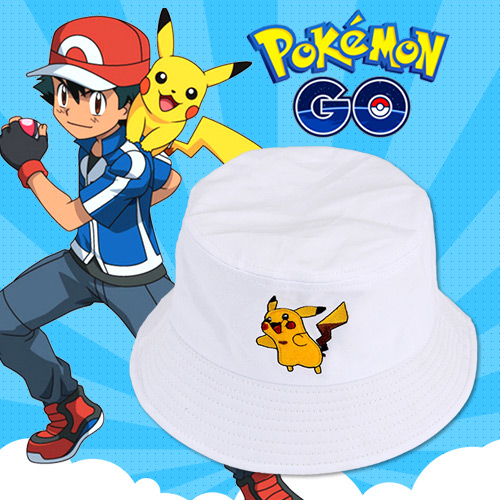 Fashion White Pokemon Go Pattern Decorated Bucket Hat