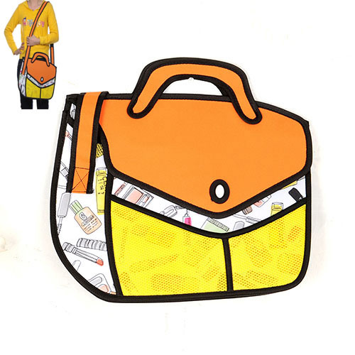 Cute Orange Cartoon 3d Strip Pattern Decorated Simple Backpack