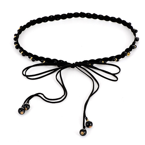 Bohemia Black Round Shape Decorated Simple Waist Chain