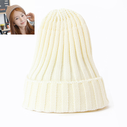 Fashion White Pure Color Decorated Simple Knit Hat
