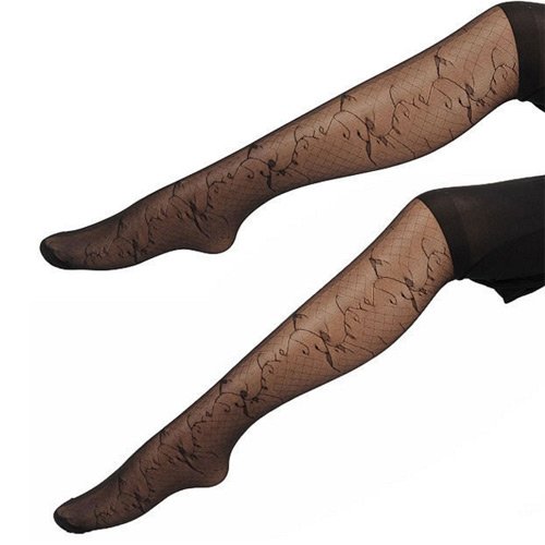 Lovely Black Timbo Pattern Decortaed Simple Silk Stockings