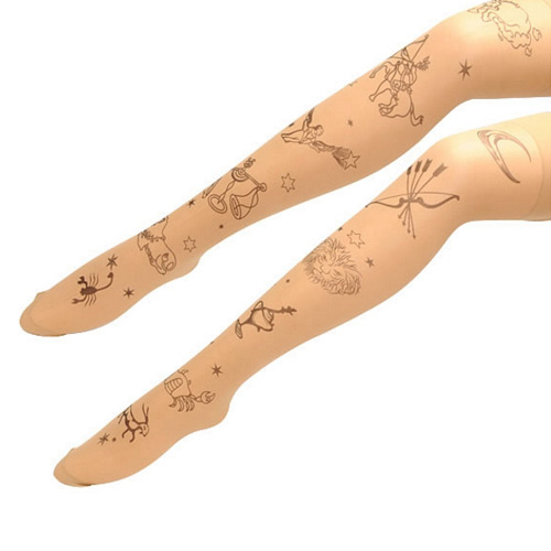 Personality Fleshcolor Constellation Pattern Decorated Simple Silk Stockings