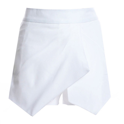 Trendy White Pure Color Decorated Irregular Shape Design Skirt