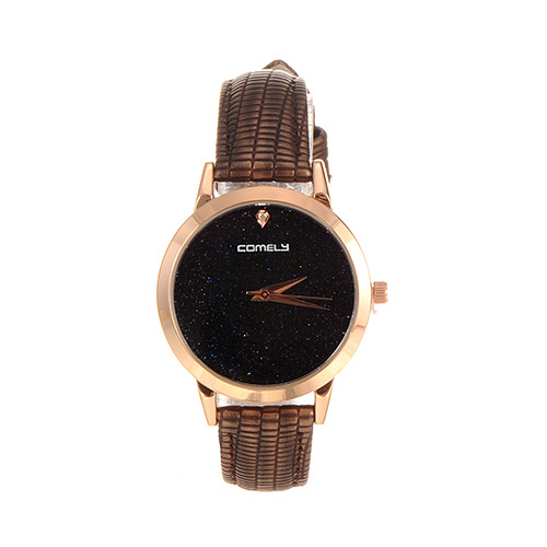 Fashion Coffee Shimmering Powder Decorated Pure Color Strap Watch