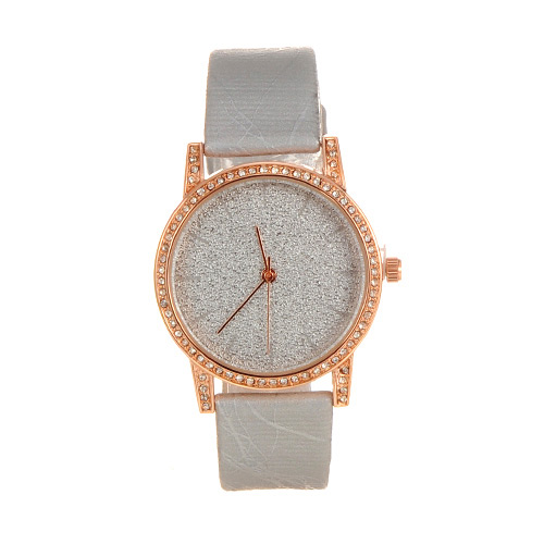 Delicate Silver Color Shimmering Powder Decorated Pure Color Strap Watch