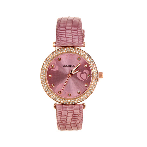 Lovely Purple Heart Shape Decorated Simple Strap Watch