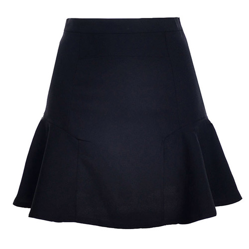 Fashion Black Pure Color Design High-waisted Patchwork Mini Chiffon Fishtail Skirt