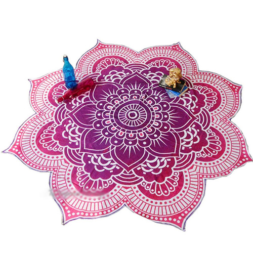Fashion Purple Flower Pattern Decorated Regular Shape Yoga Mat&shawl