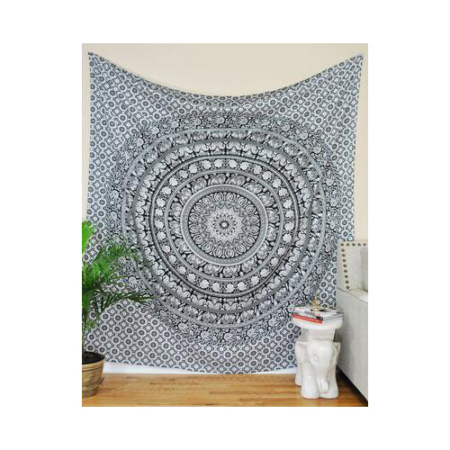 Fashion Gray Geometric Flowe Pattern Decorated Square Yoga Mat&shawl