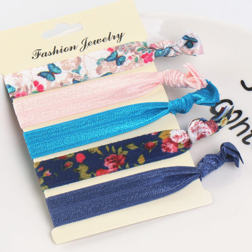 Sweet Multi-color Flower&butterfly Pattern Decorated Knot Hair Band (5pcs)