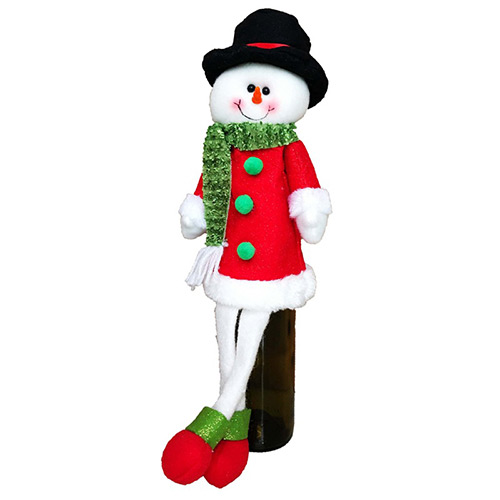 Lovely Red+white Square Shape Hasp Decorated Christmas Snowman Shape Wine Cooler