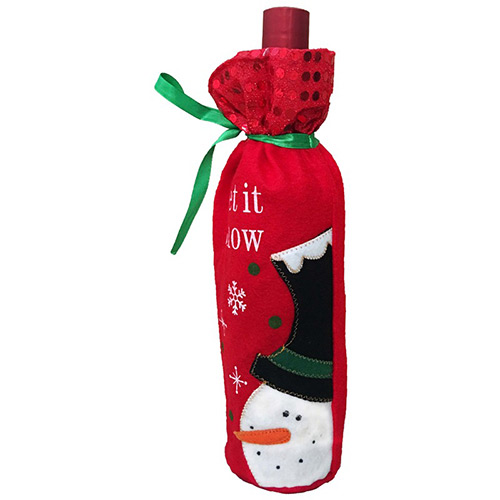 Lovely Red Snowman Pattern Decorated Simple Wine Bottle Bag