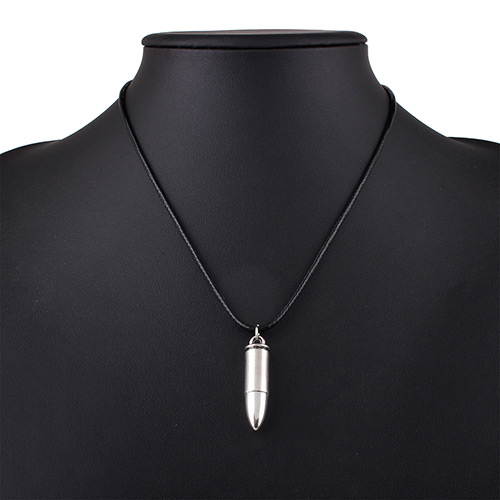 Fashion Silver Color+black Bullet Pendant Decorated Simple Necklace
