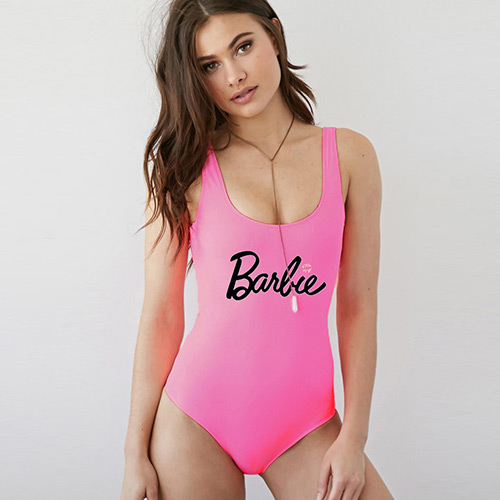 Sexy Pink Letter Pattern Decorated One-piece Bikini