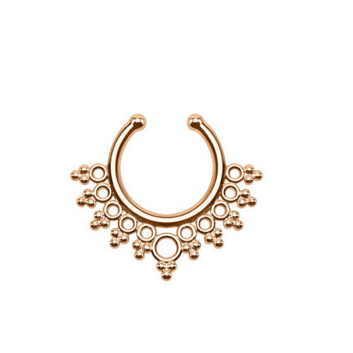 Vintage Rose Gold Geometric Decorated Hollow Out Pure Color U Shape Nose Ring