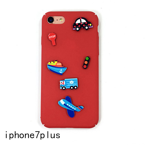 Cute Red Cartoon Vehicle Decorated Pure Color Iphone7plus Case