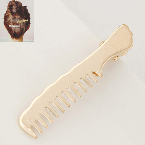 Personlitty Gold Color Comb Shape Decorated Simple Pure Color Hair Clip