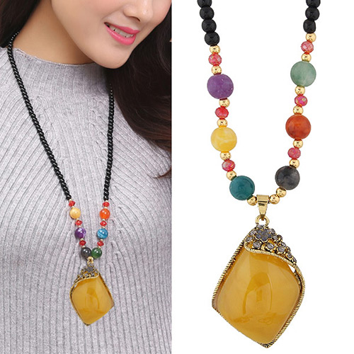 Fashion Multi-color Irregularity Shape Pandent Decorated Simple Sweater Necklace