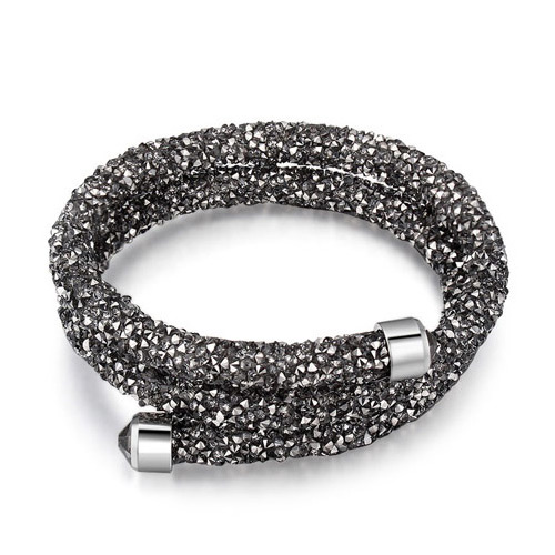 Personality Dark Gray Metal Round Decorated Pure Color Simple Bracelet