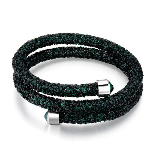Personality Dark Green Metal Round Decorated Pure Color Simple Bracelet