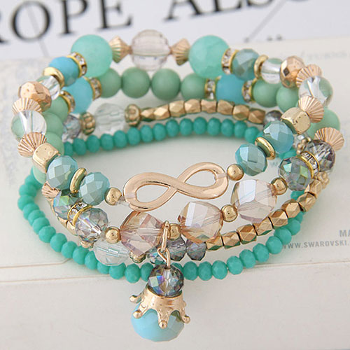 Fashion Multi-color Pearls&diamond Decorated Multi-layer Simple Bracelet