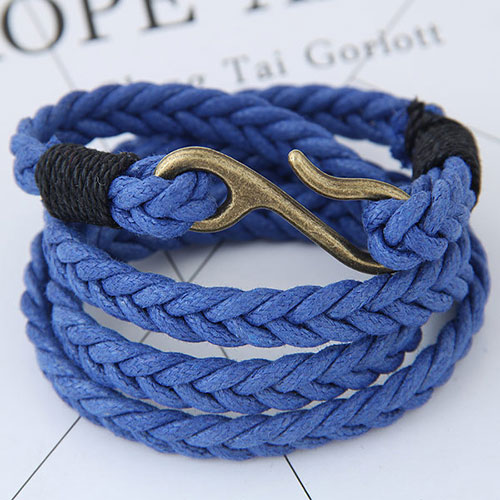Fashion Dark Blue Irregular Shape Decorated Multi-layer Color Matching Bracelet