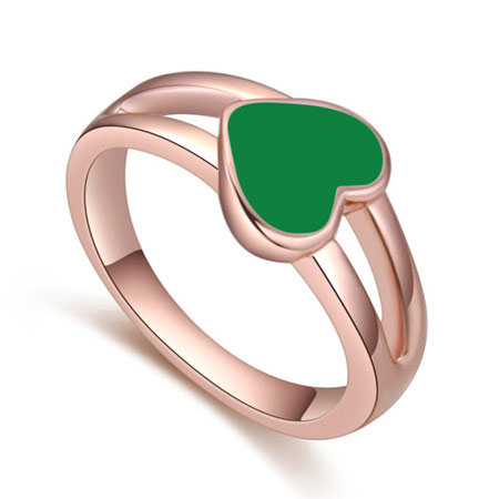 Fashion Green Heart Shape Decorated Hollow Out Design Ring