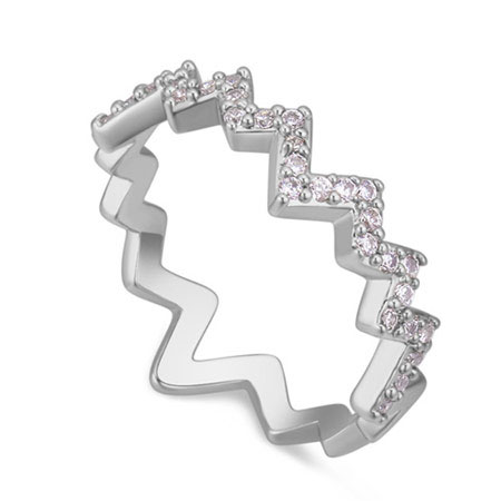 Fashion Silver Color Diamond Decorated Irregular Shape Design Simple Ring