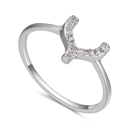 Fashion Silver Color Diamond Decorated U Shape Design Simple Ring