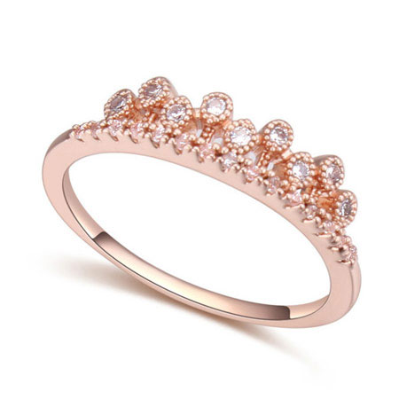 Fashion Rose Gold Round Shape Diamond Decorated Pure Color Ring
