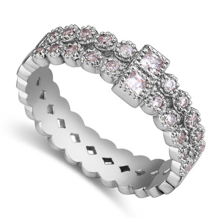 Fashion Silver Color Oval Shape Diamond Decorated Heart Shape Design Ring