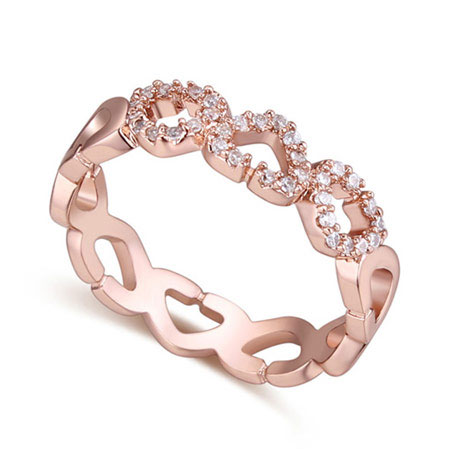 Fashion Rose Gold Heart Shape Decorated Hollow Out Design Simple Ring