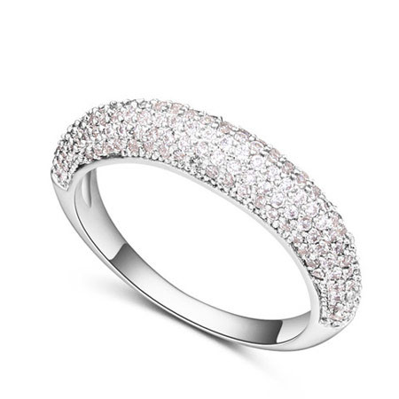 Fashion Silver Color Diamond Decorated Irregular Shape Design Ring