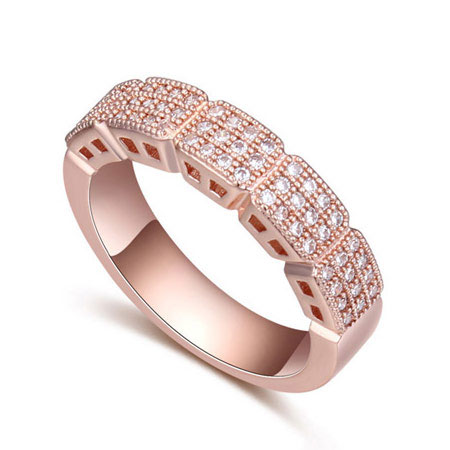 Fashion White+rose Gold Diamond Decorated Square Shape Design Simple Ring