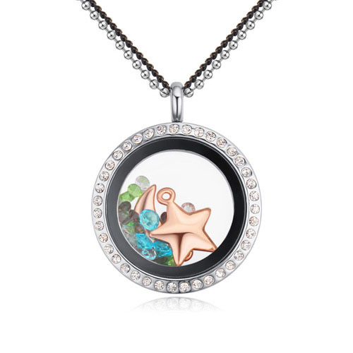 Fashion Multi-color Star&moon Pendant Decorated Simple Necklace
