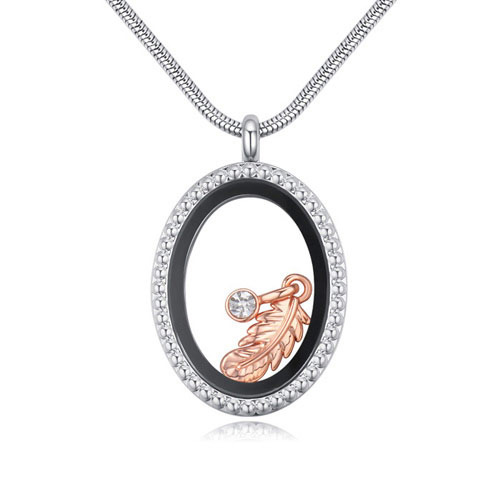 Fashion Rose Gold+white Leaf&oval Shape Pendant Decorated Simple Necklace