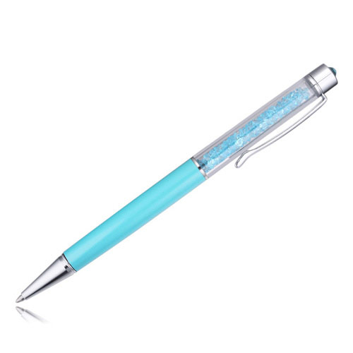Fashion Blue Diamond Decorated Color Matching Design Simple Memorial Pen