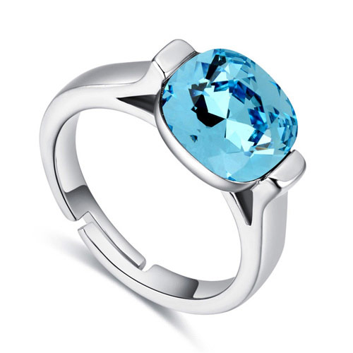 Fashion Blue Round Shape Diamond Decorated Color Matching Ring