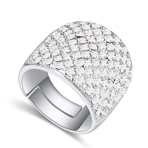Fashion White Big Round Diamond Decorated Color Matching Design Ring