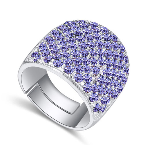 Fashion Purple Big Round Diamond Decorated Color Matching Design Ring