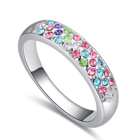 Fashion Multi-color Round Diamond Decorated Color Matching Design Ring