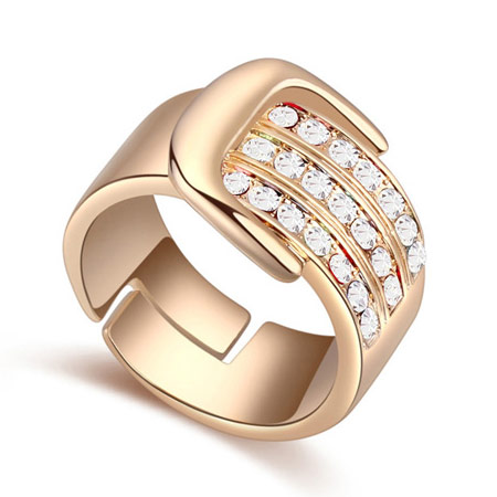 Fashion White Diamond Decorated Buckle Shape Design Ring