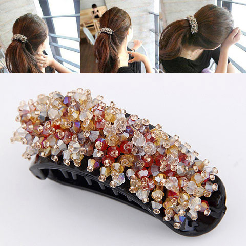 Fashion Multi-color Beads Decorated Color Matching Design Hair Claw