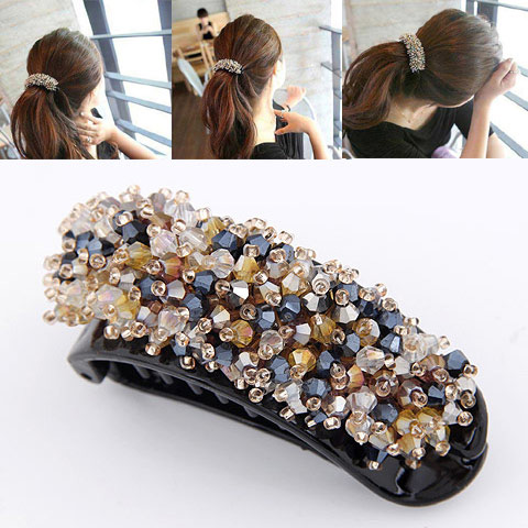 Fashion Multi-color Beads Decorated Color Matching Design Hair Claw